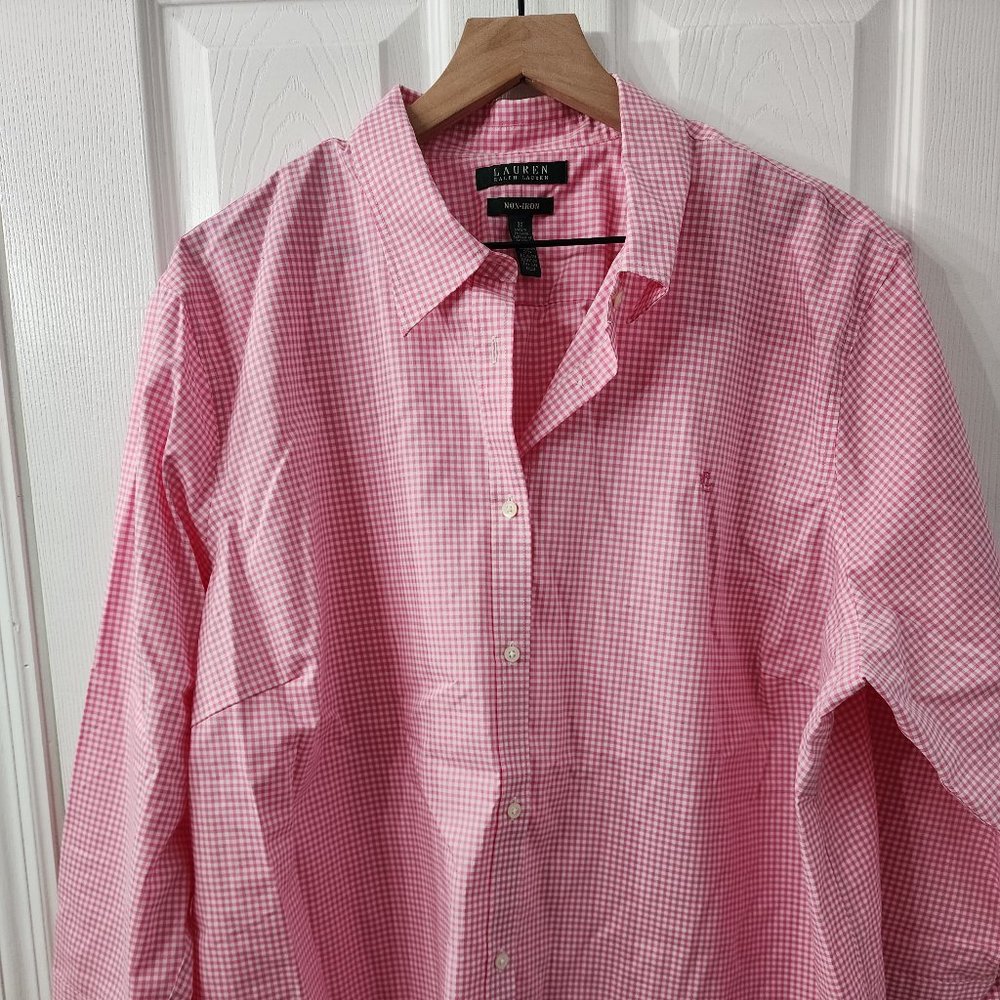 Womens 3X Ralph Lauren checkered button down shirt USED (bundle and save)